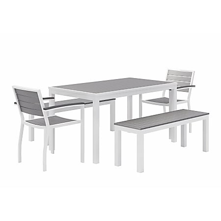 KFI Studios Eveleen 5-Piece Outdoor Patio Set, 45-4/8”H x 30”W x 30”D, White/Grey