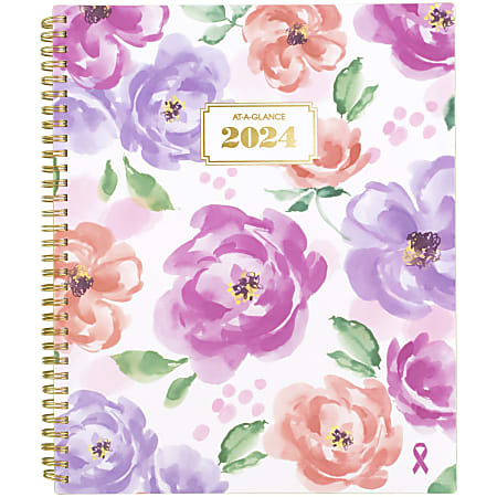 2024-2025 AT-A-GLANCE® BADGE City of Hope 13-Month Weekly/Monthly Planner, 8-1/2" x 11", Floral, January 2024 To January 2025, 1675F-905