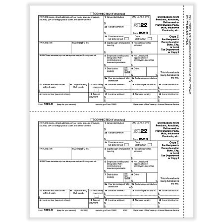 ComplyRight 1099 R Tax Forms 2 Up Recipient Copy C andor State City or ...