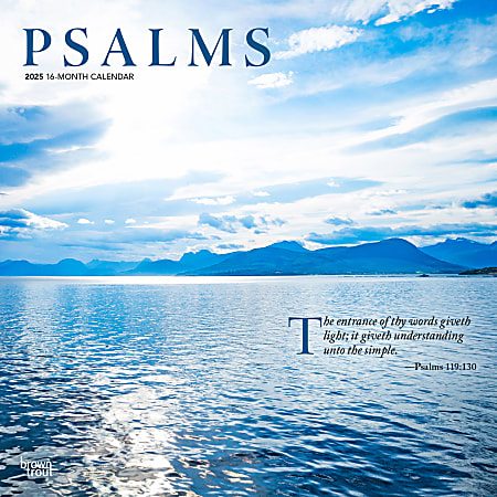 2025 BrownTrout Inspirational Monthly Plastic-Free Square Wall Calendar, 12" x 12", Psalms, January 2025 To December 2025