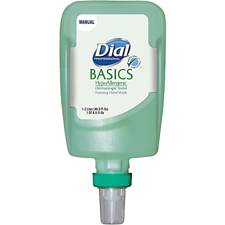 Dial FIT Manual Refill Basics Foam Hand Wash - 40.6 fl oz (1200 mL) - Pump Bottle Dispenser - Kill Germs - Hand - Moisturizing - Green - 3 / Carton