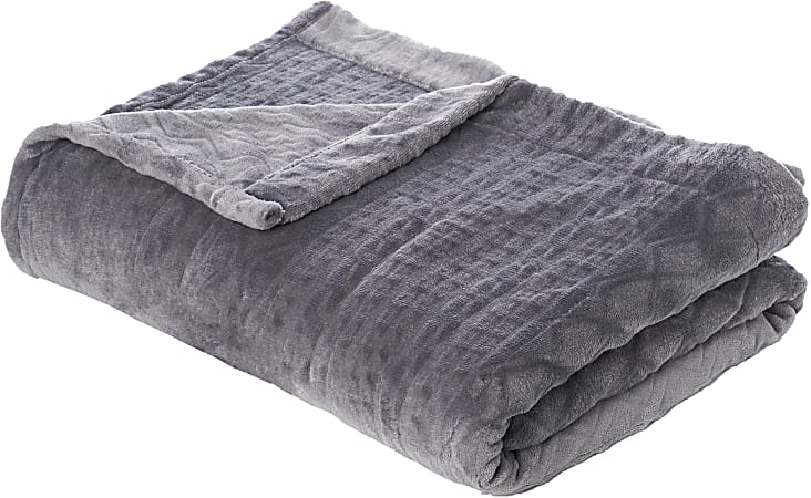 Pure Enrichment PureRelief Radiance Deluxe Heated Blanket, 62" x 84", Charcoal Gray