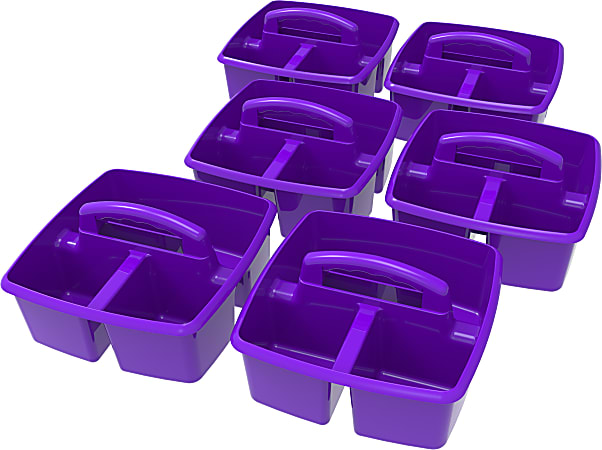 Storex Small Plastic Caddies, 5-1/4" x 9-1/4", Purple, Pack Of 6 Caddies
