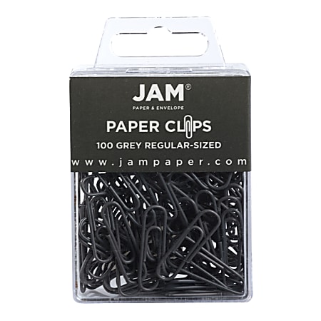 JAM Paper® Paper Clips, 1-1/4", 25-Sheet Capacity, Gray, Pack Of 100 Paper Clips