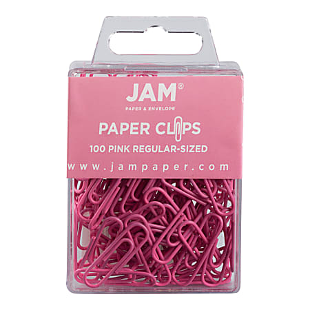 JAM Paper® Paper Clips, 1-1/4", 25-Sheet Capacity, Pink, Pack Of 100 Paper Clips