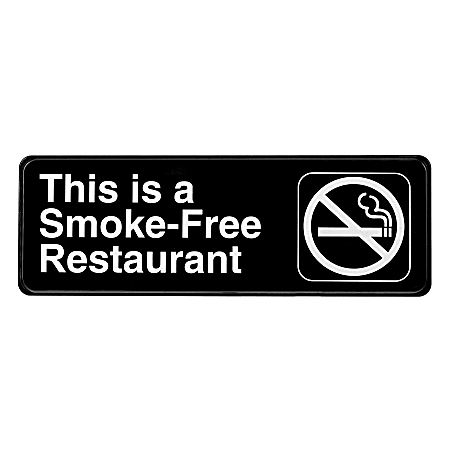Alpine This Is A Smoke-Free Restaurant Signs, 3" x 9", Black, Pack Of 15 Signs