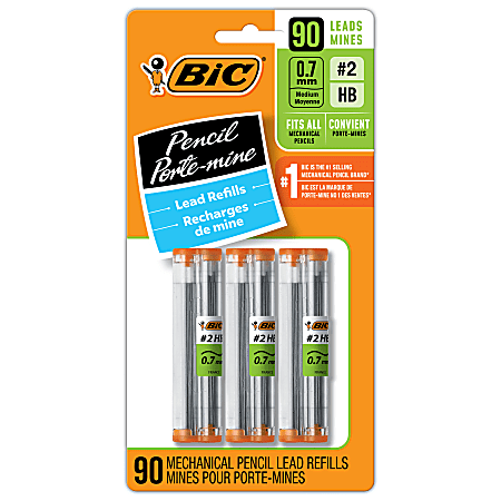 BIC Mechanical Pencil Lead Refills, 0.7 mm Medium Point for Smooth Writing, 90-Count Pack