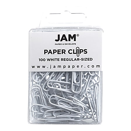 JAM Paper® Paper Clips, 1-1/4", 25-Sheet Capacity, White, Pack Of 100 Paper Clips