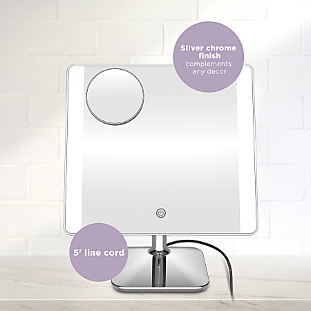 Conair Social Media Lighted Makeup Mirror 13 34 H x 13 34 W x 1 D White ...