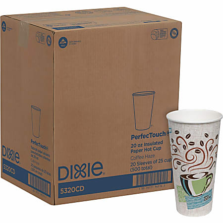 Dixie PerfecTouch Insulated Paper Hot Coffee Cups by GP Pro 25 Pack 20  Carton White Green Brown Paper Hot Drink - Office Depot