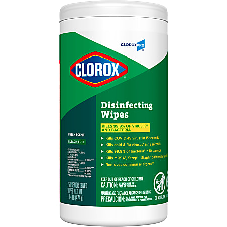 Clorox Disinfecting Wipes 7 x 8 Fresh Scent Pack Of 75 Wipes - Office Depot