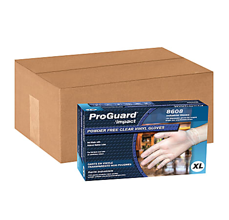 ProGuard Vinyl General Purpose Powder-Free Gloves, X-Large, Clear, 100 Per Box, Case Of 10 Boxes