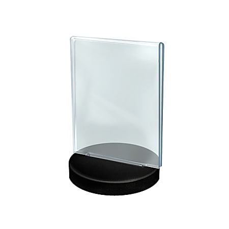 Azar Displays Acrylic Frames On Round Bases, Vertical, 5 1/2" x 8 1/2", Clear/Black, Pack Of 10