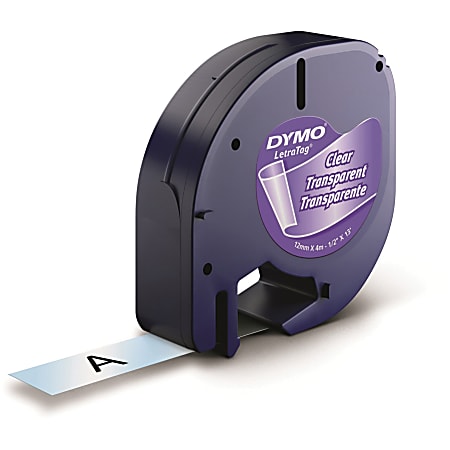 DYMO® LetraTag Labelmaker Plastic Labels, 1/2"W x 13'L , Clear, Pack Of 6