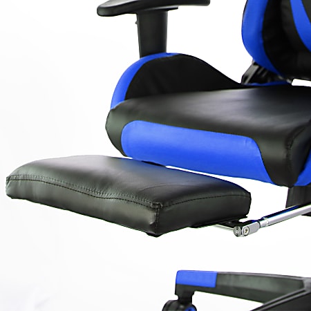 GameFitz Ergonomic Faux Leather Gaming Chair BlackBlue - Office Depot