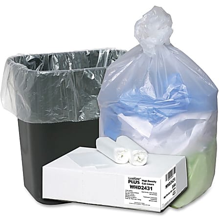 Webster Ultra Plus™ High-Density Trash Can Liners, 16 Gallons, 8 Mic Thick, 24" x 33", Box Of 200