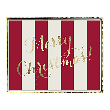 Graphique Holiday Boxed Cards, 5" x 7", Merry Christmas Stripes, Box Of 15 Cards