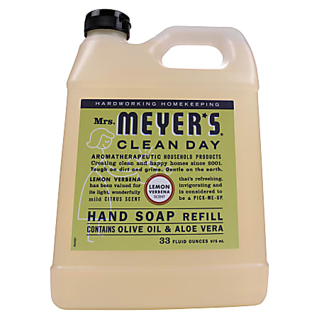 Mrs. Meyer's Clean Day Liquid Hand Soap, Lemon Scent, 33 Oz, Carton Of 6 Bottles