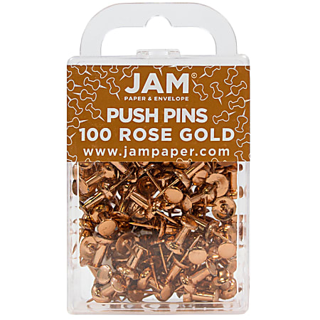 JAM Paper® Pushpins, 1/2", Rose Gold, Pack Of 100 Pushpins