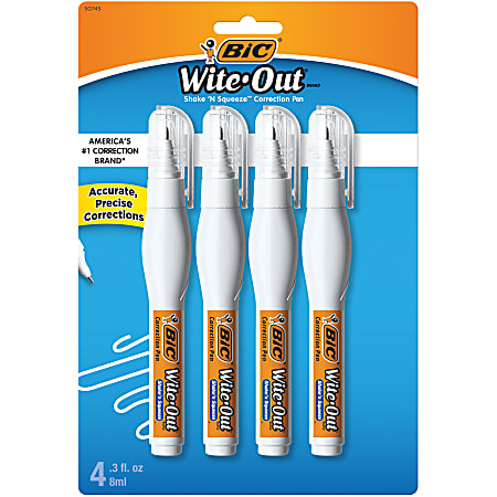 BIC Wite Out Shake N Squeeze Correction Pen 8 ml White Pack Of 2 - Office  Depot