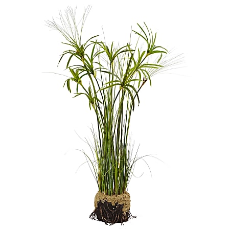 Nearly Natural Papyrus 48”H Plastic Plant Arrangement With Faux Soil Base, 48”H x 26”W x 26”D, Green