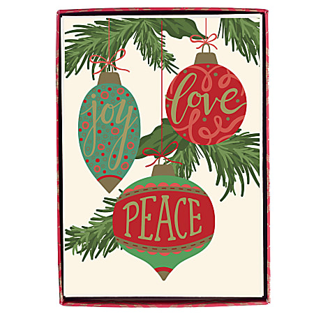 Graphique Holiday Boxed Cards, 5" x 7", Ornaments, Box Of 15 Cards