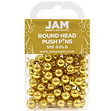 JAM Paper® Pushpins, Round, 1/2", Rose Gold, Pack Of 100 Pushpins