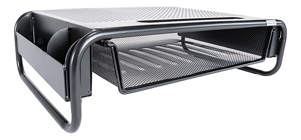 Allsop Organizer 5 Monitor Stand with Drawer, Pearl Black 