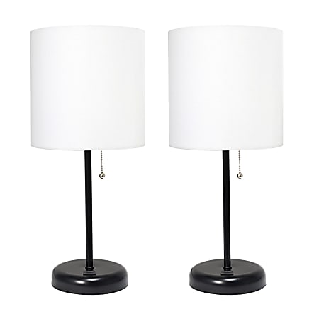 LimeLights Stick Lamps, 19-1/2"H, White Shade/Black Base, Set Of 2 Lamps