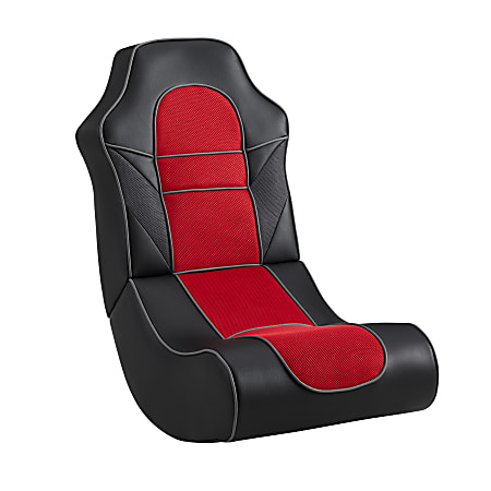 Linon Chatham Rocking Ergonomic Faux Leather High-Back Gaming Chair, Black/Red