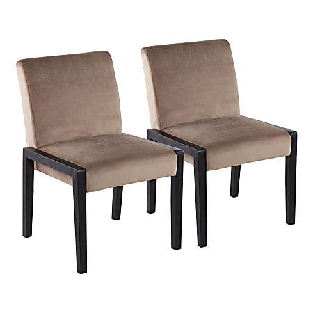 LumiSource Carmen Contemporary Dining Chairs, Black/Crushed Light Brown Velvet, Set Of 2 Chairs