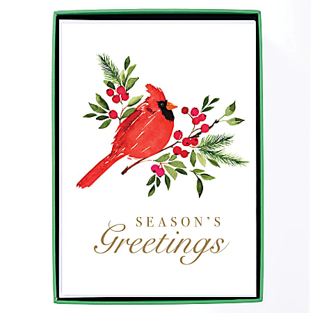 Graphique Holiday Boxed Cards, 5" x 7", Seasons Greetings Cardinal, Box Of 15 Cards