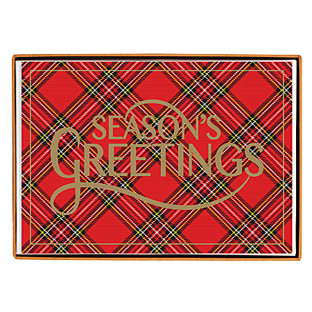 Graphique Holiday Boxed Cards, 5" x 7", Seasons Greetings Plaid, Box Of 15 Cards