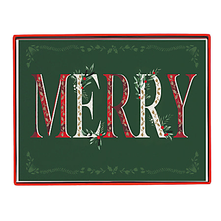 Graphique Holiday Boxed Cards, 5" x 7", Merry, Box Of 15 Cards