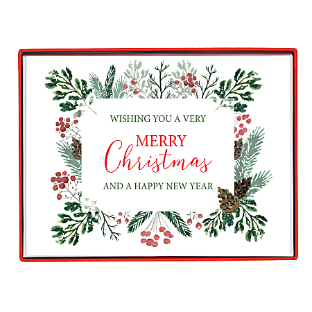 Graphique Holiday Boxed Cards, 5" x 7", Merry Christmas Greens, Pack Of 15 Cards