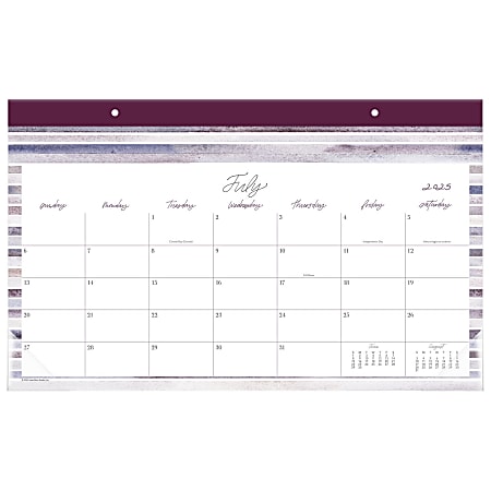 Leah Bisch™ for Cambridge® Academic 2025-2026 Monthly Desk Pad Calendar, Stripe, Compact, 17 3/4" x 11"