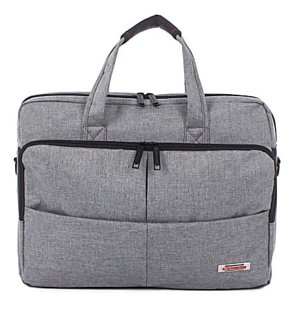 Swiss Mobility Sterling Slim Executive Briefcase With 15.6" Laptop Pocket, 11-3/4"H x 3-1/2"W x 15-1/4"D, Gray