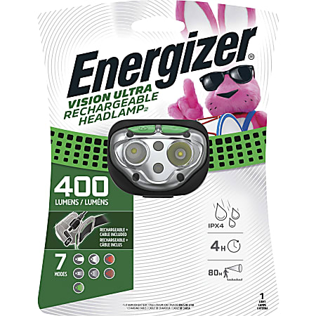 Energizer Vision Ultra HD Rechargeable Headlamp (Includes USB Charging Cable) - LED - 400 lm Lumen - Battery Rechargeable - ENHDFRLP