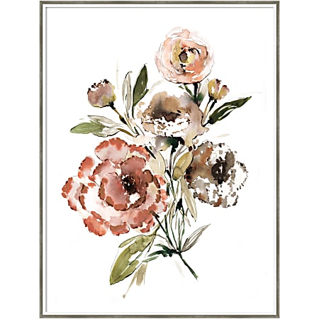 Amanti Art Bouquet Muted by Sara Berrenson Wood Framed Wall Art Print, 41”H x 31”W, White
