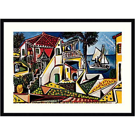 Amanti Art Paysage Mediterraneen by Pablo Picasso Wood Framed Wall Art Print, 33”W x 24”H, Black