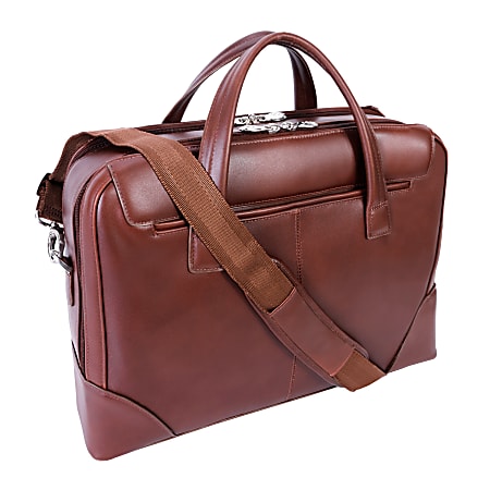 McKlein Uptown Leather Wheeled Laptop Briefcase - Brown