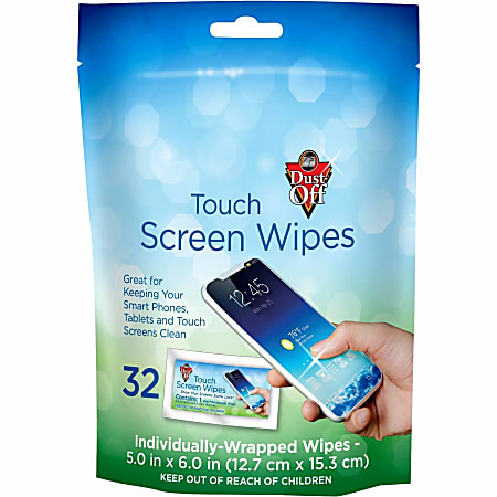 Dust-Off Electronics Screen Wipes - DTSW32 - For Multipurpose - BluePouch - 32/Pack