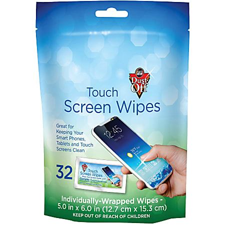 Dust-Off Electronics Screen Wipes - DTSW32 - For Multipurpose - Pouch - 32 / Pack - Blue