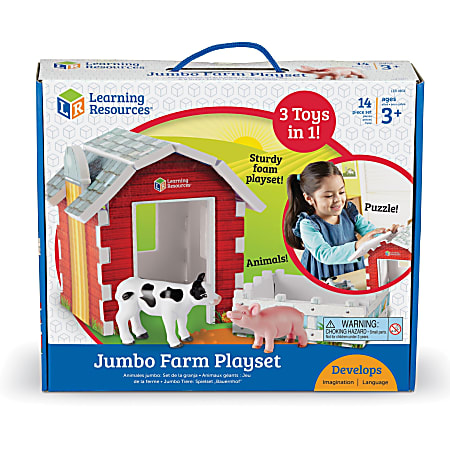Learning Resources Jumbo Farm Playset - Theme/Subject: Animal - Skill Learning: Farm, Game, Eye-hand Coordination, Fine Motor, Imagination, Visual, Tactile Stimulation, Problem Solving, Language Development, Hand, Motor Planning