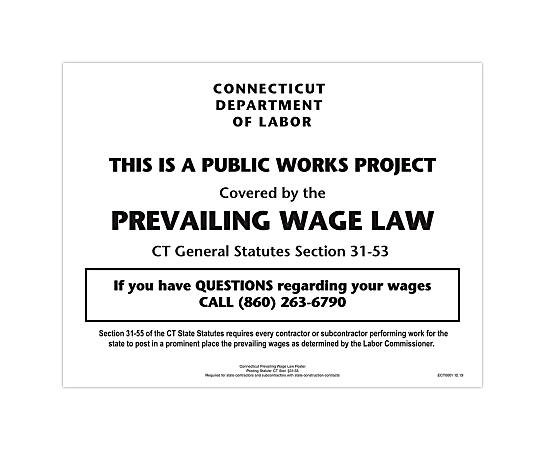 ComplyRight™ State Specialty Poster, Prevailing Wage Law, English, Connecticut, 8-1/2" x 11"