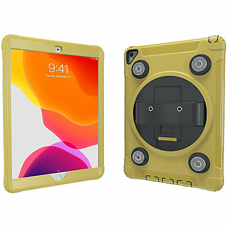 CTA Digital Magnetic Splash-Proof Case with Metal Mounting Plates for iPad 7th/ 8th/ 9th Gen 10.2, iPad Air 3, iPad Pro 10.5, Yellow - Splash Proof, Impact Resistant, Water Resistant - Silicone Body - 10.3" Height x 7.8" Width x 1" Depth