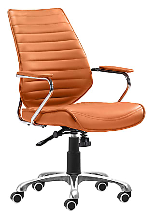 Zuo Modern® Enterprise Low-Back Office Chair, Terracotta/Chrome
