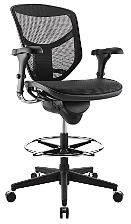 WorkPro® Quantum 9000 Series Ergonomic Mesh/Mesh Mid-Back Stool, Black/Black, BIFMA Compliant