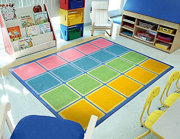 Joy Carpets Kids Essentials Rectangle Area Rug Blocks Abound 5 13 x 7 ...