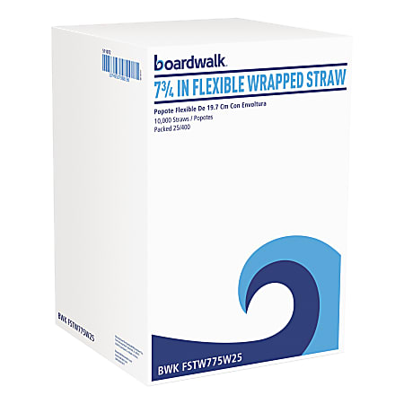 Boardwalk Flexible Wrapped Straws, 7-3/4", White, 500 Straws